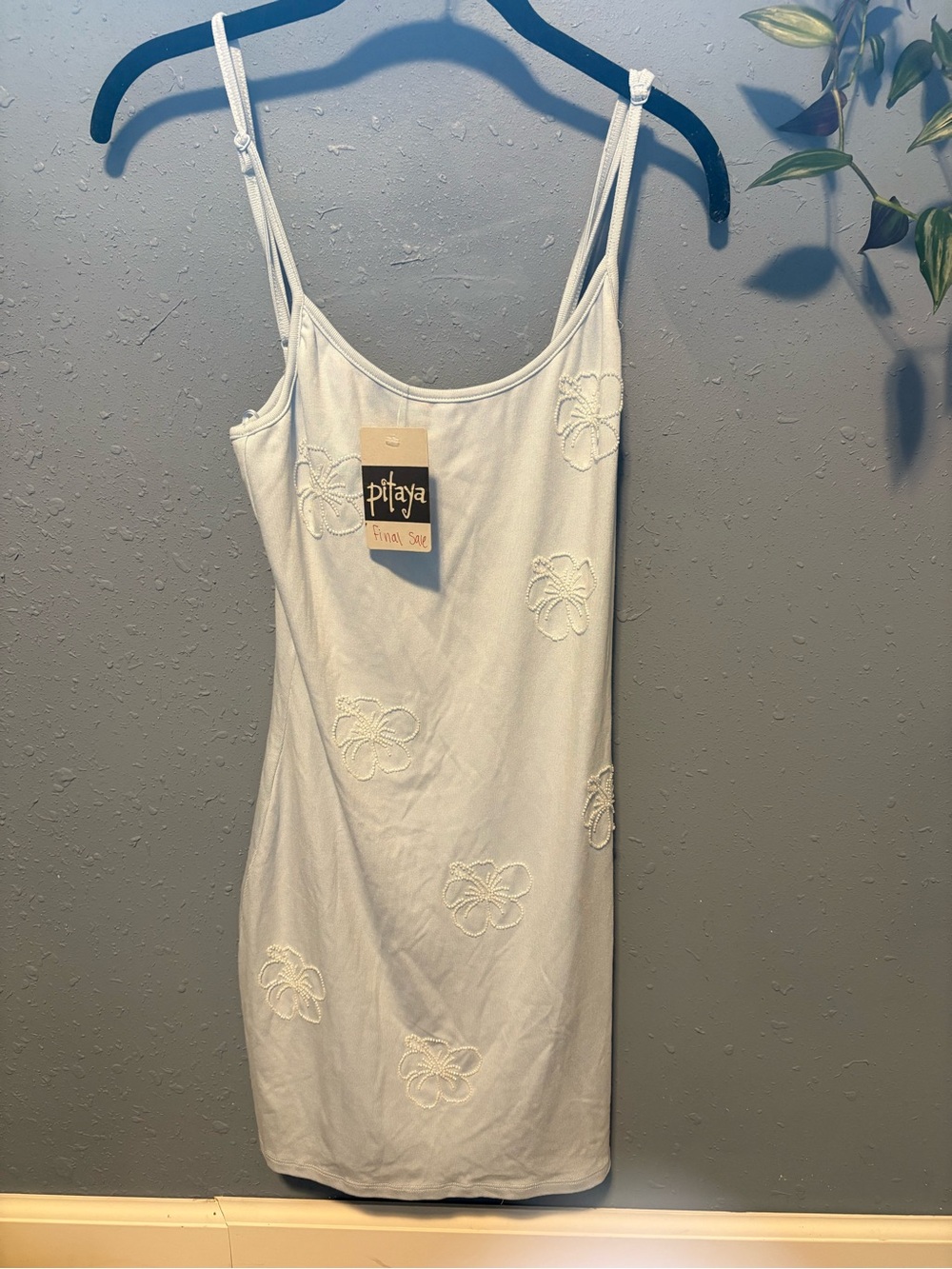 Pitaya Women's Light Blue Embroidered Slip Dress